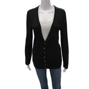 Christopher Fischer Unisex Cardigan V-Neck 100% Cashmere Black Button Size XL